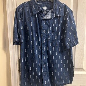 Wonder Nation Boy's Navy Geometric Button Down Shirt
